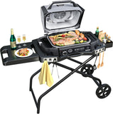 1 x RAW Customer Returns Denmay Portable Grill Cart for Ninja Woodfire OG700 Series, Foldable Outdoor Grill Stand for Ninja OG701, Pit Boss 10697 10724, 57cm Blackstone,Traeger Ranger, with Table Shelf and Basket - RRP €136.99