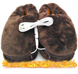 1 x RAW Customer Returns Z-YQL 1 Pair USB Electric Heating Slippers Heated Plush Shoe Winter Cold Weather Shoes Keep Foot Warmer Women Men Brown  - RRP €23.59