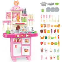 1 x RAW Customer Returns deAO children s kitchen My Little Chef 69 PCS kitchen play set toy with sounds and light, steam contains fruit, vegetables, food cookware, microwave, oven, refrigerator and hob toys - RRP €45.19