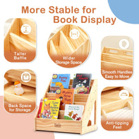 1 x RAW Customer Returns FUNLIO Montessori Bookcase for Children from 1 to 5 Years, Front Bookcase with Handle and Anti-Tip Device, Premium Pine Bookcase, Children s Bookcase for Classroom, CE and CPC Approved - RRP €64.99