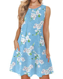 1 x Brand New WNEEDU Women s Lightweight Beach Dress Sleeveless Tank Summer Dresses Swing Dresses with Pockets Floral Light Blue L - RRP €27.99