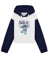 1 x RAW Customer Returns Disney Girls Sweatshirt Girls Sweatshirt 7-14 Years Hooded Sweatshirt Cotton Blend Gadget Stitch Gift for Girls 7-8 Years, White Navy  - RRP €27.99