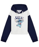 1 x RAW Customer Returns Disney Girls Sweatshirt Girls Sweatshirt 7-14 Years Hooded Sweatshirt Cotton Blend Gadget Stitch Gift for Girls 7-8 Years, White Navy  - RRP €27.99