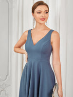 1 x Brand New ALISA PAN Women s Wedding Guest Dress Asymmetrical Long V-neck Sleeveless A Line Sexy Mist Blue 2L - RRP €22.8