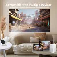 1 x RAW Customer Returns LQWELL Mini Projector Supports WiFi 6, BT5.0 with Android OS, Automatic Keystone Correction, 180 Degree Angle, 130 Inch Display for Phone PC PS5 Stick, 4K Home Projector HDMI - RRP €80.66