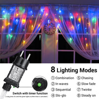 1 x RAW Customer Returns iBaycon Ice Rain Fairy Lights Outdoor, 12M 400 LED Icicle Fairy Lights Colorful Christmas Lights Curtain 8 Modes Timer Christmas Fairy Lights Decoration for Garden Party Indoor Balcony - RRP €23.99