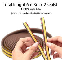 1 x RAW Customer Returns 6M door seal sealing tape self-adhesive for doors windows, window seal anti-collision sealing strip rubber foam seal strip sound insulation brown - RRP €24.0