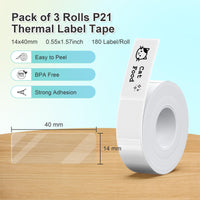 1 x RAW Customer Returns NELKO Original P21 Label Tape, Adapted Label Printing Paper, 14 x 40 mm, Standard Replacement Laminated Office, Multipurpose, P21, 180 Tapes Roll, 3 Rolls, Transparent - RRP €18.0