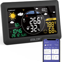 1 x RAW Customer Returns BALDR Radio Weather Station with Outdoor Sensor, Wlan APP Control, 7.5 VA Display, Real-time Weather Forecast, Real-time Calibration Time, Digital Thermometer Hygrometer Indoor - RRP €79.99