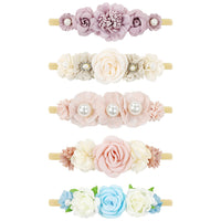 1 x RAW Customer Returns Cinaci 5 Pieces Delicate Flowers Nylon Headbands Hair Bands Accessories for Baby Girls, Newborns, Infants, Toddlers and Children 5 Pieces S0  - RRP €13.61