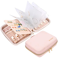 1 x RAW Customer Returns ProCase jewelry box travel EVA jewelry storage jewelry bag book with transparent pocket and zippers, jewelry organizer women for earrings necklaces bracelets organizer - M - pink - RRP €20.16