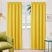 6 x RAW Customer Returns Deconovo opaque curtains with ruffle tape noise protection cold protection, 245 x 140 cm height x width , mustard yellow, set of 2 - RRP €242.94