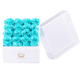 1 x Brand New Yamonic Eternal Real Roses in a Box, Rose Box Gifts for Her, Romantic Gifts for Her, Gift Box for Her Woman Mother Friend 16 Blue Roses, Square White Box  - RRP €82.45