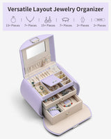 1 x RAW Customer Returns Vlando Jewelry Box, Organizer for Girls, Jewelry Case with 2 Drawers, Travel Jewelry Case for Rings Earrings Necklaces Bracelets, with Greeting Card, Gift Ideas Purple  - RRP €39.99