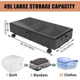 1 x RAW Customer Returns 2 Pack Underbed Storage Box 49L Underbed Chest of Drawers with Wheels Lid Metal Frame Bed Box Organizer Storage Bag Foldable Underbed Box for Clothes Shoes Blankets Bedding, Black - RRP €44.99