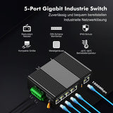 1 x RAW Customer Returns MokerLink 5-Port Industrial Gigabit DIN Rail Ethernet Switch, 14Gbps Switching Capacity, IP40 -40 to 185 F Network Switch, with Power Supply - RRP €59.99