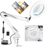 1 x RAW Customer Returns Kevsuvqin Magnifying Glass with Light and Stand, 10X LED Magnifying Glass Lamp with Clamp, LED Magnifying Lamp with 3 Color Modes Dimmable, Lamp with Magnifying Glass for Craft Repairs Close-Ups,  - RRP €29.5