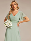 1 x RAW Customer Returns Ever-Pretty Women s A-Line Chiffon Bridesmaid Dress V Neck Chiffon Wedding Floor Length Evening Dress Mint Green 40EU - RRP €80.66