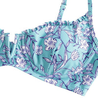 1 x RAW Customer Returns ZAFUL Bikini Frame Women Sexy Two-Piece Swimsuit Floral Print Spaghetti Brestles Blue, M-EU 38  - RRP €37.99