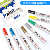 1 x RAW Customer Returns Permanent Marker Colorful Waterproof Pens, 8 Colors Waterproof Pens Stone Painting Waterproof Glass Pen Paint Pens for Cardboard, Plastic, Wood, Metal, Ceramic Cup, Tire Pens Stone Painting - RRP €9.92