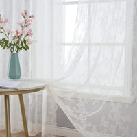 1 x RAW Customer Returns MIULEE Lace Curtains - Beautiful White Flowers Embroidered Lace Curtains, Set of 2 Transparent Lace Vintage Voile Lace Curtains with Eyelets for Living Room Bedroom Decor, 2 x H 175 x W 150 cm - RRP €25.2