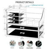 1 x RAW Customer Returns Greentainer Makeup Organizer, Large Capacity Cosmetic Container with 8 Grids in Different Sizes and 5 Drawers, for Bedroom and Bathroom, Acrylic Cosmetic Organizer - RRP €32.99