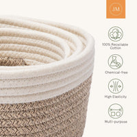 1 x RAW Customer Returns LA JOLIE MUSE Cotton Rope Storage Baskets for Organization, Small Woven Cotton Basket for Bathroom Storage Kids Room, Decorative Basket, Basket Set 3 or 4 Pieces , Dusty Beige - RRP €32.99