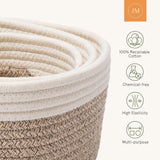 1 x RAW Customer Returns LA JOLIE MUSE Cotton Rope Storage Baskets for Organization, Small Woven Cotton Basket for Bathroom Storage Kids Room, Decorative Basket, Basket Set 3 or 4 Pieces , Dusty Beige - RRP €32.99