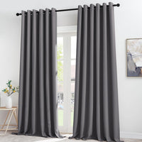 1 x RAW Customer Returns KGORGE thermal curtains for large windows, gray, opaque eyelet curtain, set of 2, 245 x 200 cm H x W , living room curtains, heat-insulating blackout curtain, grey - RRP €57.43