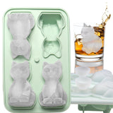 1 x RAW Customer Returns HXJFGDM ice cube mold cat, 3D silicone ice cube mold, reusable funny ice cube container large with lid and funnel, BPA free, easy to release, for ice, whiskey, cocktail, juice... cat  - RRP €9.56