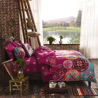 1 x RAW Customer Returns Koudi Boho bed linen 135x200 4-piece Indian Exotic Vintage Bohemian duvet covers microfiber colorful mandala pattern reversible bed linen and 2 pillowcases 80x80 cm with zipper - RRP €47.39