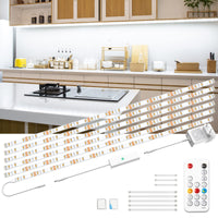 1 x RAW Customer Returns wobsion LED Kitchen Under Cabinet Lights, 3M Cold White LED Strip 6000K, Adhesive LED Strip 6X50cm Dimmable, Under Cabinet LED Bar 1500LM, 220V Indoor LED Strips Together with Remote Control - RRP €19.99