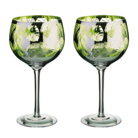 1 x RAW Customer Returns ARTLAND Tropical Leaves Gin Glass, Set of 2, Glass, Green, 700 ml Capacity, Gin Glass - RRP €47.09