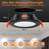 1 x RAW Customer Returns Recessed spotlights black dimmable LED spots ultra flat 230V 5W IP44 bathroom recessed lights ceiling spots ceiling spotlights, warm white neutral white cold white recessed spots set of 10 - RRP €50.41