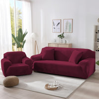 1 x RAW Customer Returns NAKIHOUSE Thick Velvet Sofa Cover with One Pillowcase, Super Soft Elastic Sofa Cover in Burgundy Color for 1 2 3 4 Seater L-shaped corner sofa requires two  - RRP €48.4