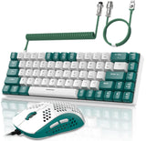 1 x RAW Customer Returns YINDIAO T8 60 RGB Gaming Keyboard and Mouse Set Coiled USB-C Cable, Wired Mechanical Keyboard, 68 Keys TKL Compact Layout, Mouse with Honeycomb Structure, Up to 6400DPI, for PC MAC PS5 - Green - RRP €74.62