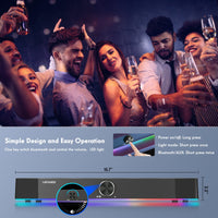 1 x RAW Customer Returns LEFANDI PC speakers Bluetooth, PC soundbar, gaming computer speakers, wired USB speakers surround sound with RGB lights, 3.5 mm Aux for PC, computer, desktop, laptop, smartphone, black - RRP €49.99