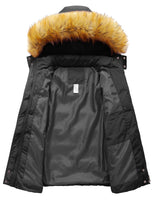 1 x RAW Customer Returns SZORY Women s Short Winter Coat Thick Warm Puffer Jacket with Removable Faux Fur Hood Black, XL  - RRP €89.98