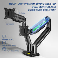 1 x RAW Customer Returns Monitor mount 2 monitors FORGING MOUNT screen mount gas spring arm monitor mount for 15-42 inch screens 360 rotation 180 swivel VESA 75 100 mm Increased load capacity from 0-20 kg - RRP €129.06