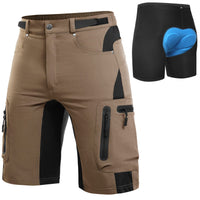 1 x RAW Customer Returns Cycorld MTB Pants Men s Cycling Shorts, Quick-drying Mountain Bike Pants Cycling Pants with 4D Seat Pad, Elastic Outdoor Sports Men s Cycling Shorts MTB Bike Shorts Khaki, XL  - RRP €49.99