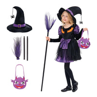 11 x RAW Customer Returns Funnlot Children s Witch Costume - Carnival Costumes Girls with Witch Dress Witch Hat Witches Broom Carnival Costume Children for Carnival L 10-12 Years  - RRP €110.77