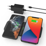 1 x RAW Customer Returns JoyGeek 2 IN 1 Wireless Charger, 15W Max Inductive Charging Station, for iPhone 15 14 13 12 11 Pro ProMax XR X, Fast Wireless Charging Pad with Adapter for Samsung Galaxy S23 S22 Note, AirPods Pro 2 3 2 Pro - RRP €30.24