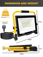 1 x RAW Customer Returns 50W LED Construction Spotlight, Portable Spotlight, White Flood Light 6000K, 5000LM, 360 Rotatable, IP65 Waterproof, Foldable, 3 m cable. External lighting, Workshop, Work, Garage - RRP €25.46