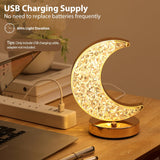 1 x RAW Customer Returns Lewondr half moon table lamp, continuously dimmable LED lamp with 3 colors, rechargeable bedside lamp with USB connection, Ramadan moonlight table decoration for bedside table, bedroom, living room - RRP €24.19