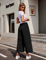 1 x RAW Customer Returns Beyove women s wide trousers 7 8 summer trousers high waist elegant business trousers flared trousers striped suit trousers with pocket black L - RRP €35.99