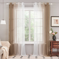 1 x RAW Customer Returns Deconovo Translucent Living Room Curtains for Bedroom Decorative Curtains 2 Pieces 140x245cm Brown - RRP €23.99