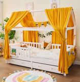 1 x RAW Customer Returns ALAVYA HOME 3-piece house bed decoration set with 2 pieces of bed canopy I 1 piece of pennant chain 300cm long for children s bed I 100 organic muslin cotton I GOTS-certified I 125 x 350 cm I mustard yellow - RRP €79.99