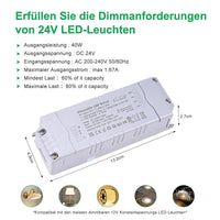 1 x RAW Customer Returns REYLAX LED transformer 24V dimmable Triac 0-10V 1-10V PWM 100k resistance dimmable LED power supply 24V 40W 1.66A transformer 230V to 24V DC LED driver constant voltage transformer low voltage transformer - RRP €26.59