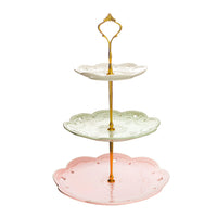 1 x RAW Customer Returns MALACASA, Sweet.Time Series, Porcelain Cupcake Stand 3 Tier Fruit Cake Stand, Round Serving Stand 3 Tier Cake Plate Cake Stand, 6 8 10 Inch Dessert Stand for Muffins Fruit, 3 Colors - RRP €36.99