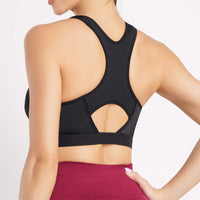 1 x RAW Customer Returns Gotoly Women s Front Closure Sports Bra Postoperative Bra Seamless Racerback Underwear Black, Medium  - RRP €23.59